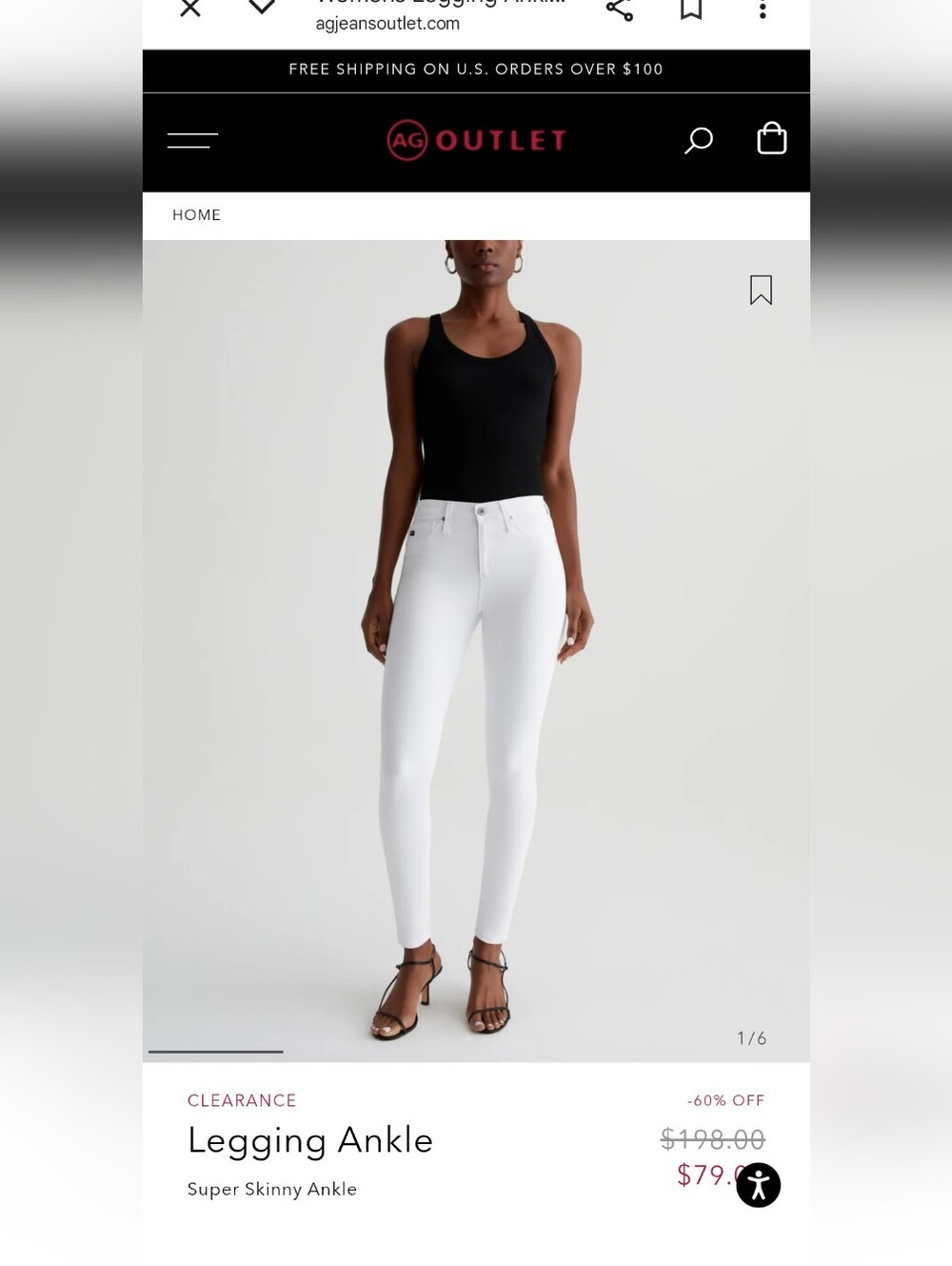 AG The Legging Ankle In White